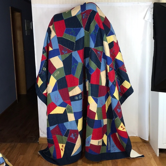 Handmade Other - Vintage Queen Size Hand Quilted Crazy Quilt